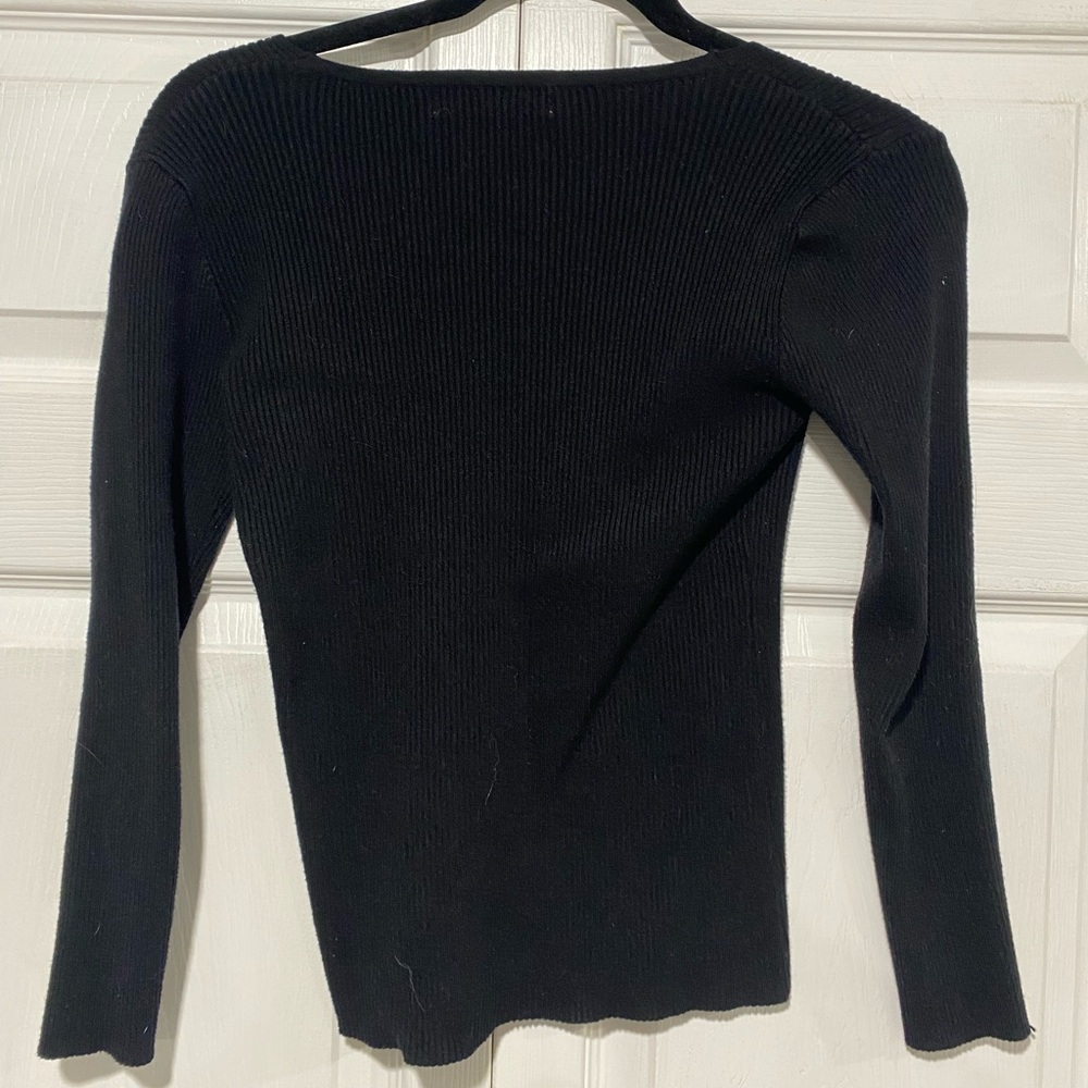 Catherine Malandrino Black Ribbed Top - Picture 2 of 2